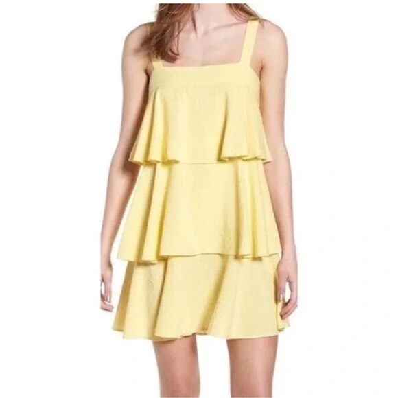 bp Nordstroms Yellow Tiered Ruffled Sun Dress - Picture 1 of 10
